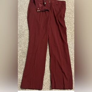NWT 16 worthington straight leg high rise pinstripe burgundy pants